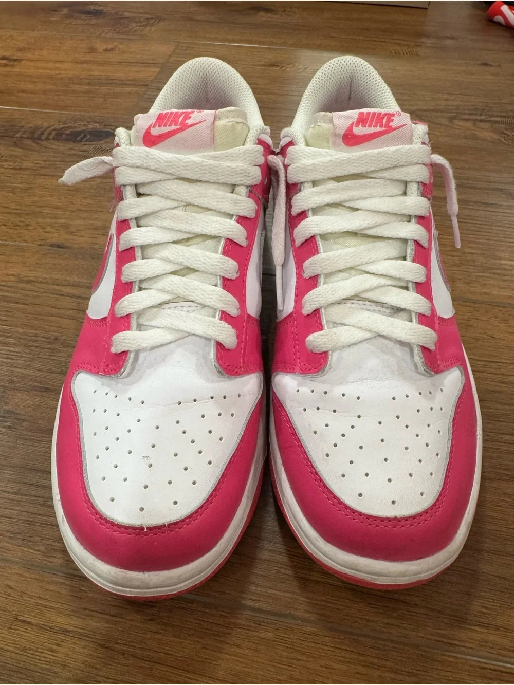 Nike Kids Pink and White Low-Top Sneakers